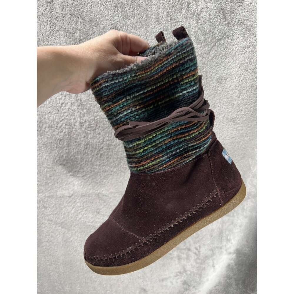 Tom's Nepal Women's 6.5 Suede Black Suede Winter Boots Faux Fur Lined - Picture 3 of 7